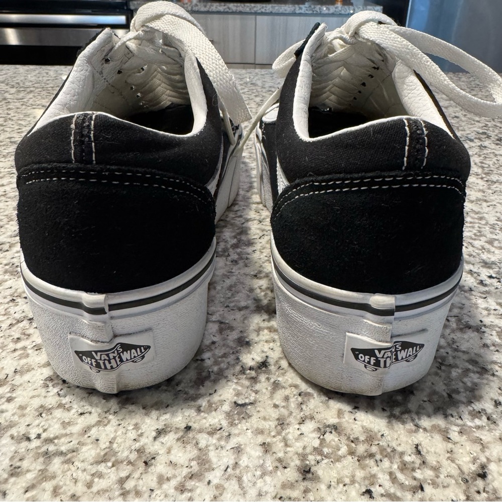 Vans Old Skool Stackform Classic Black and White Suede Sneakers - Picture 7 of 9